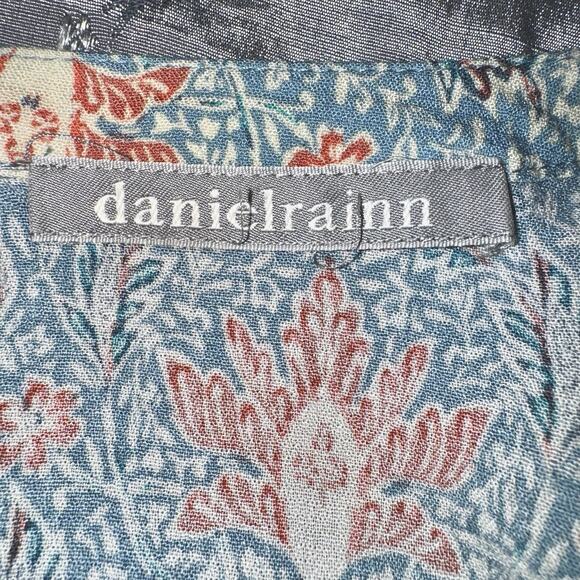 Daniel Rainn Pink Blue Print Sleeveless Boho Peasant Tank Top Size LG/XL Coastal - Picture 7 of 9